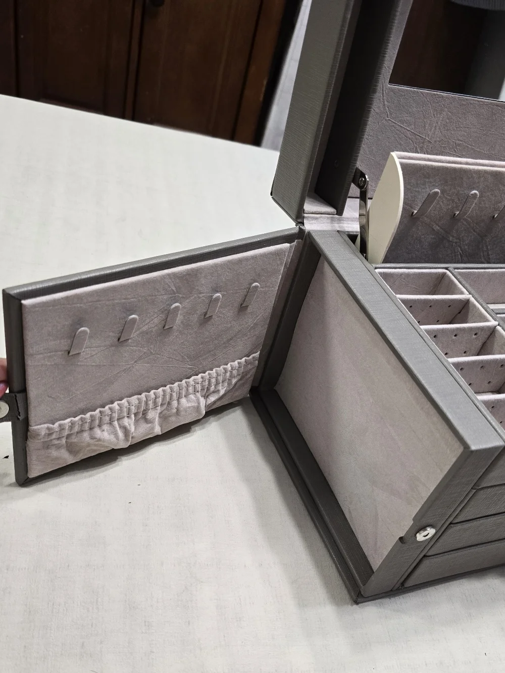 Gray Jewelry Organizer Box with Mirror - Brand Unspecified